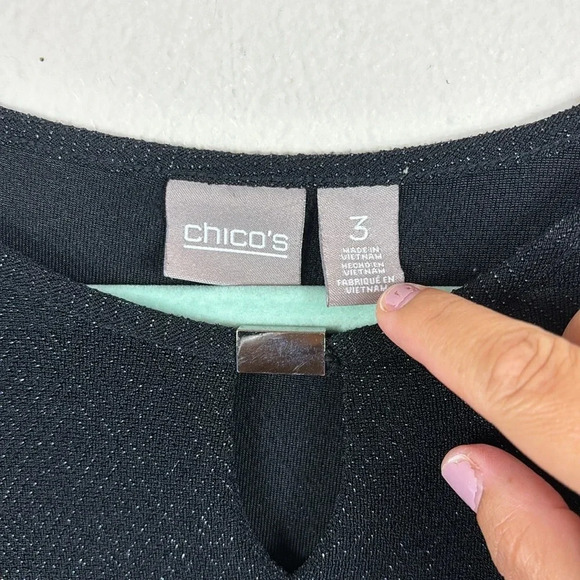 Chico's Black Long Sleeve Sparkly Tunic Shirt US Size XL / 16 - Picture 4 of 9